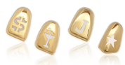 Cut Out Designs in Gold Denture Teeth